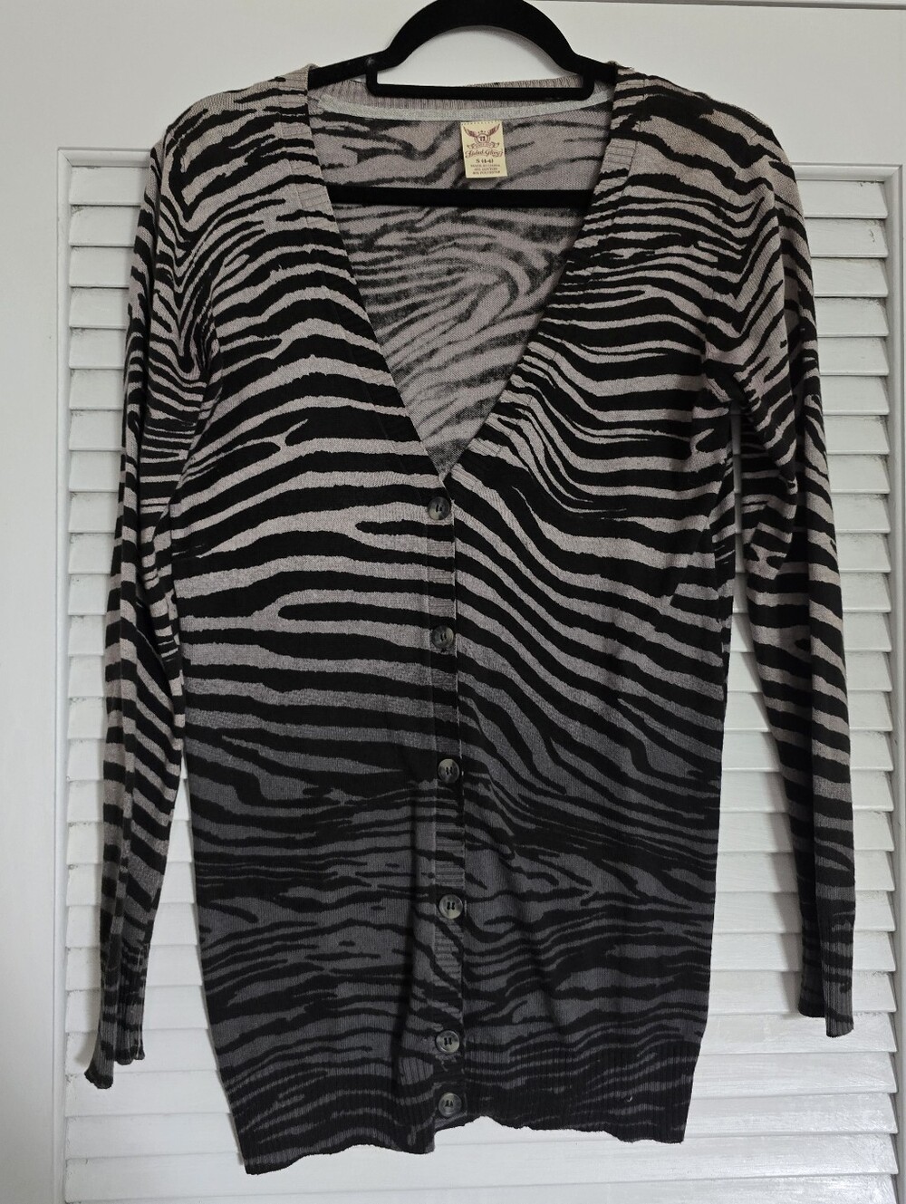 Faded Glory Women's Zebra-Print Button Cardigan Sweater Size Small